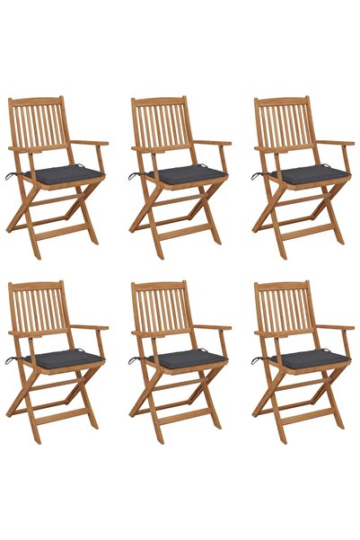 Concept Πτυσσόμενες καρέκλες κήπου, με μαξιλάρια, 6 τεμ., από μασίφ ξύλο ακακίας