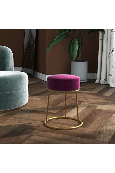 Concept Taburet rotund, violet, catifea