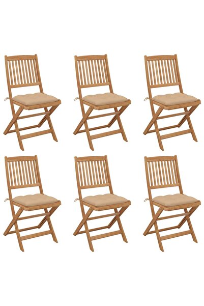 Concept Πτυσσόμενες καρέκλες κήπου με μαξιλάρια, 6 τεμ., από μασίφ ξύλο ακακίας
