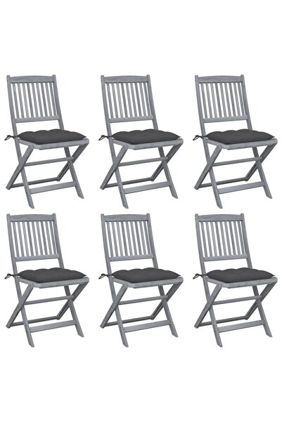 Concept Πτυσσόμενες καρέκλες εξωτερικού χώρου, με μαξιλάρια, 6 τεμ., από μασί...