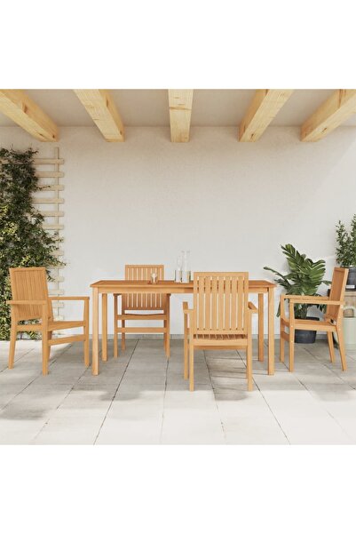 Concept Σετ τραπεζιού κήπου, από μασίφ ξύλο τικ, 5 τεμάχια
