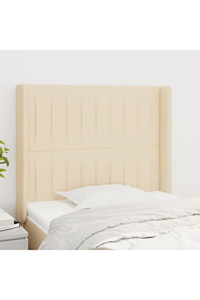Concept Tăblie de pat cu aripioare, crem, 83x16x118/128 cm, textil