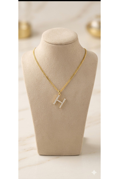 shesra 14K VIP Zarif Taşlı H Harfi Altın Kolye – Şık ve Minimal Tasarım