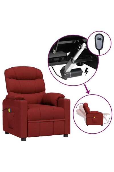 Concept Ηλεκτρική ανακλινόμενη πολυθρόνα μασάζ, κόκκινο κρασί, ύφασμα