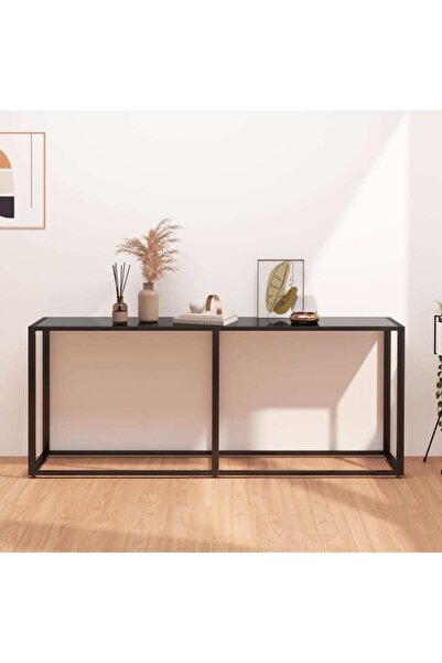 Concept Τραπέζι κονσόλας, μαύρο, 180x35x75,5 cm, σκληρυμένο γυαλί