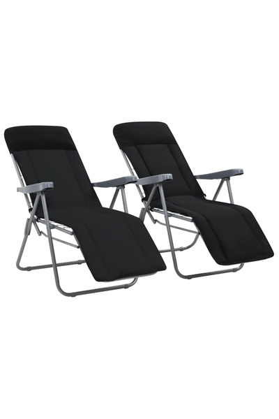 Concept Πτυσσόμενες καρέκλες κήπου με μαξιλάρια, 2 τεμ., μαύρες