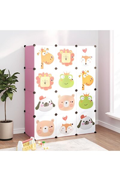 Concept Παιδικό ντουλάπι αποθήκευσης κύβων, 12 κύβοι, ροζ, PP