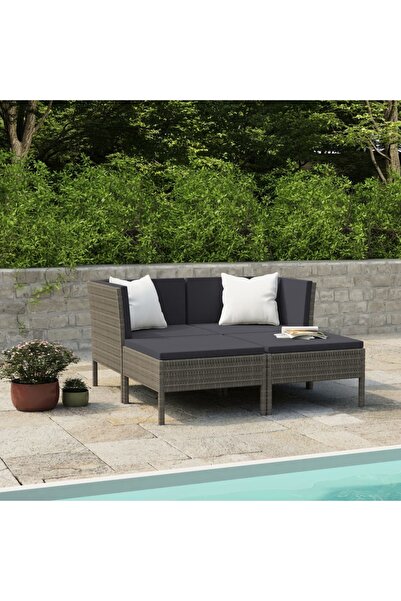 Concept Set mobilier de grădină cu perne, 4 piese, gri, poliratan