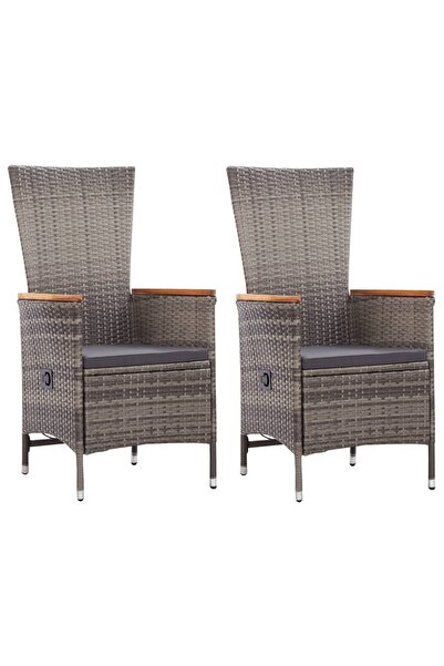 Concept Καρέκλες εξωτερικού χώρου με μαξιλάρια, 2 τεμ., γκρι, πολυρατάν