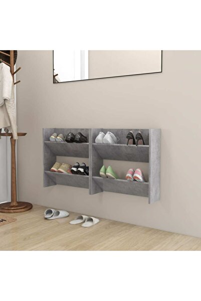 Concept Επιτοίχια παπουτσοθήκη, 2 τεμ., γκρι σκυροδέματος, 60x18x60 cm, μοριο...