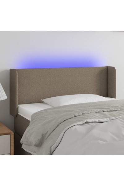 Concept Tăblie de pat cu LED, gri taupe, 83x16x78/88 cm, textil