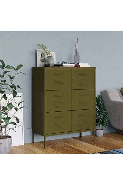 Concept Συρταριέρα, λαδί, 80x35x101,5 cm, ατσάλι