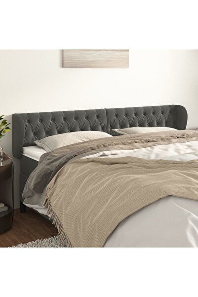 Concept Tăblie de pat cu aripioare gri închis 183x23x78/88 cm catifea