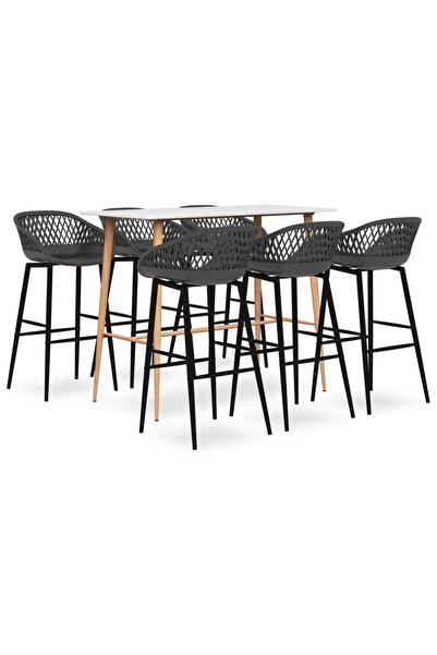 Concept Σετ επίπλων μπαρ, 7 τεμάχια, λευκό και γκρι