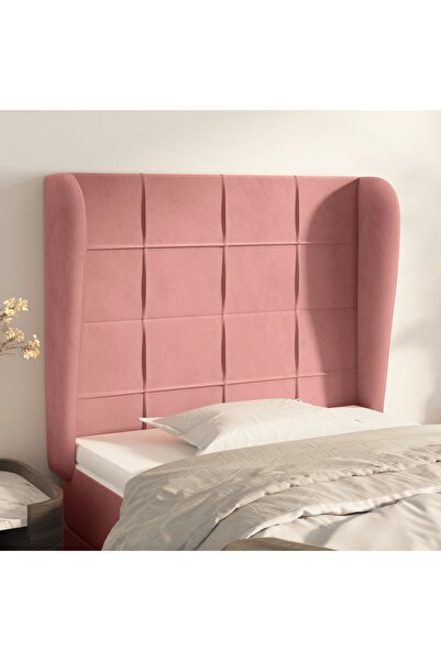 Concept Tăblie de pat cu aripioare, roz, 93x23x118/128 cm, catifea