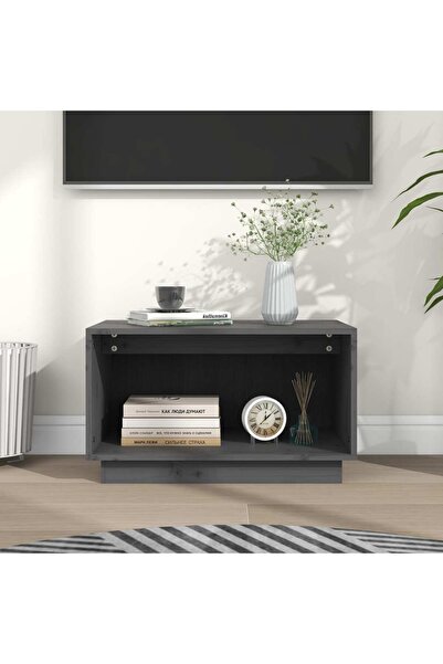 Concept Comodă TV, gri, 60x35x35 cm, lemn masiv de pin