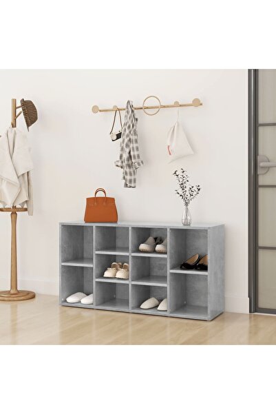 Concept Πάγκος παπουτσιών, γκρι σκυροδέματος, 103x30x54,5 cm, μοριοσανίδα