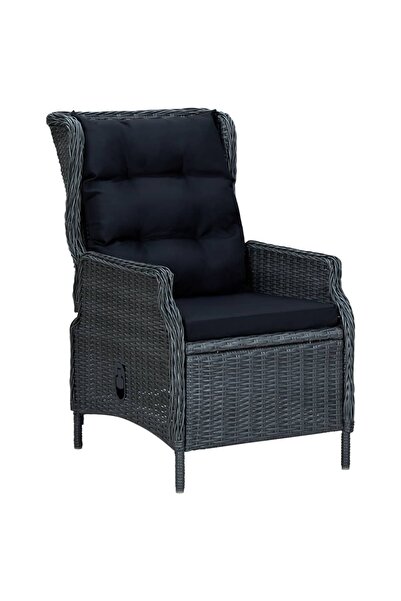 Concept Πτυσσόμενη καρέκλα κήπου με μαξιλάρια, σκούρο γκρι, πολυρατάν