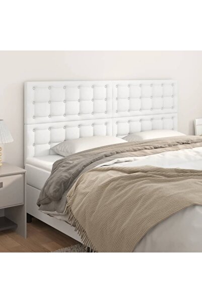 Concept Κομοδίνα, 4 τεμ., λευκά, 90x5x78/88 cm, οικολογικό Δερμάτινο