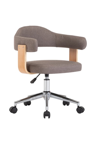 Concept Περιστρεφόμενη καρέκλα γραφείου, γκρι-μπεζ, καμπυλωτό ξύλο και ύφασμα