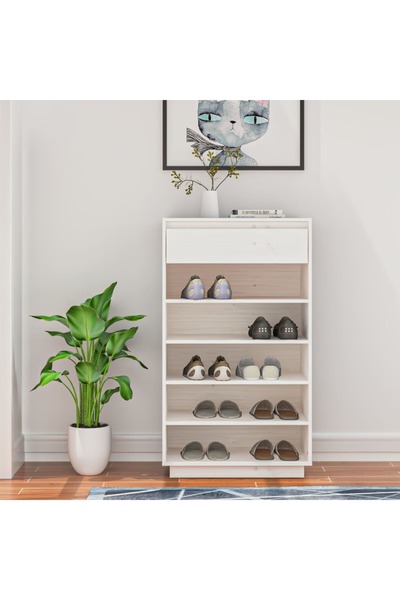 Concept Pantofar, alb, 60x34x105 cm, lemn masiv de pin