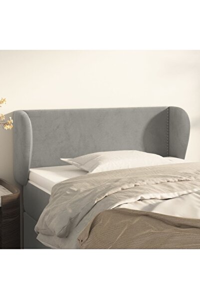 Concept Tăblie de pat cu aripioare gri deschis 103x23x78/88 cm catifea