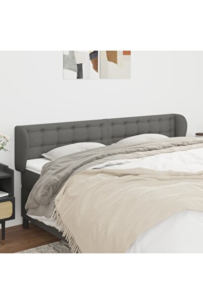 Concept Tăblie de pat cu aripioare gri închis 163x23x78/88 cm textil