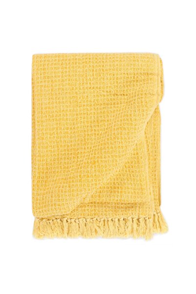Concept Decorative Blanket , mustard yellow, 125 x 150 cm, Cotton