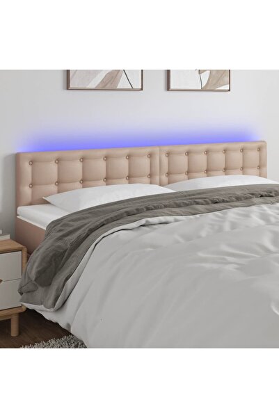 Concept Tăblie de pat cu LED cappuccino 160x5x78/88 cm piele ecologică