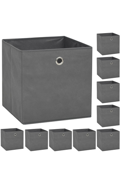 Concept Κουτιά αποθήκευσης, 10 τεμάχια, μη υφασμένο υλικό, 32x32x32 cm, Γκρι
