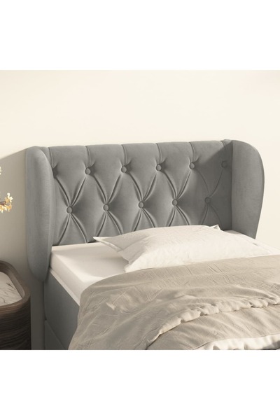 Concept Tăblie de pat cu aripioare gri deschis 83x23x78/88 cm catifea