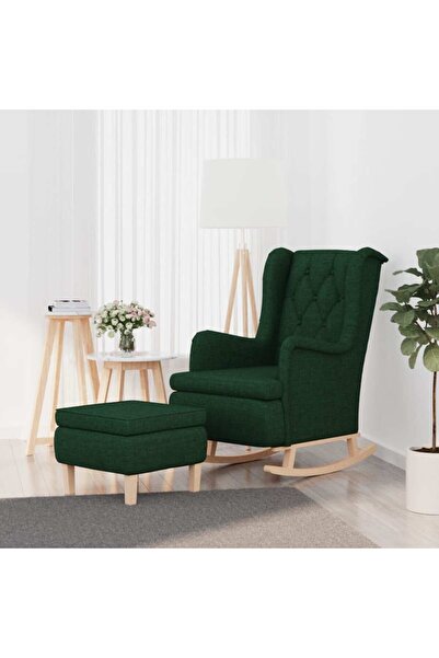 Concept Fotoliu balansoar cu taburet, verde închis, material textil