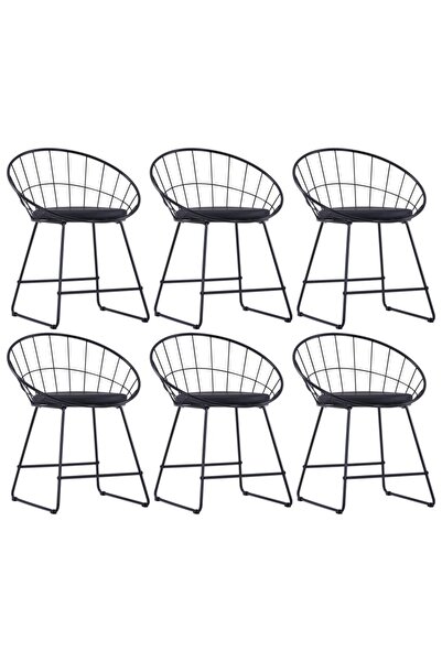 Concept Καρέκλες κουζίνας, κάθισμα από οικολογικό Δερμάτινο , 6 τεμάχια μαύρο...