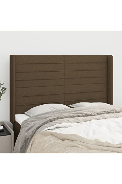 Concept Tăblie de pat cu aripioare maro închis 147x16x118/128 cm textil