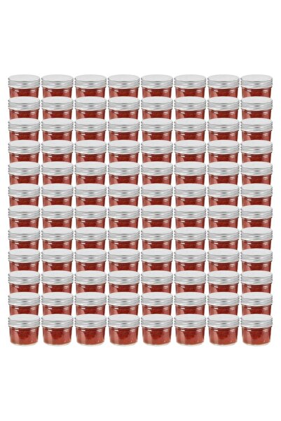 Concept Borcane din sticlă pentru gem, capace argintii, 96 buc, 110 ml