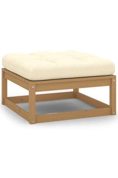 Concept Taburet de grădină cu pernă, maro miere, lemn masiv de pin