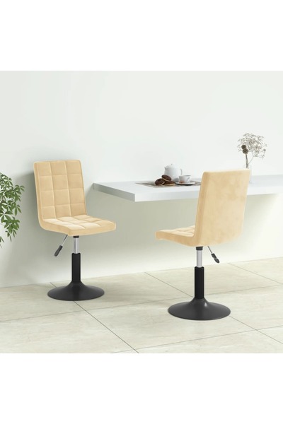 Concept Scaune de bucătărie pivotante, 2 buc., crem, catifea