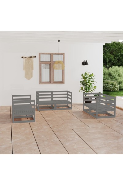Concept Σετ επίπλων κήπου, 6 τεμάχια, γκρι, μασίφ ξύλο πεύκου