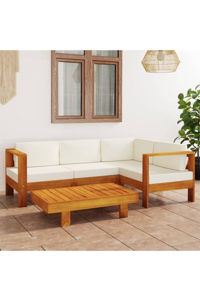 Concept Σετ επίπλων κήπου με Διακοσμητικό μαξιλάρι σε κρεμ λευκό χρώμα, 5 τεμ...