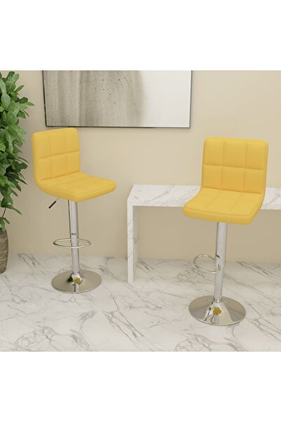 Concept Scaune de bar, 2 buc., galben muștar, material textil