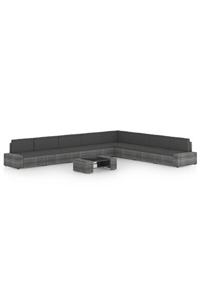 Concept Set mobilier de grădină cu perne, 9 piese, gri, poliratan