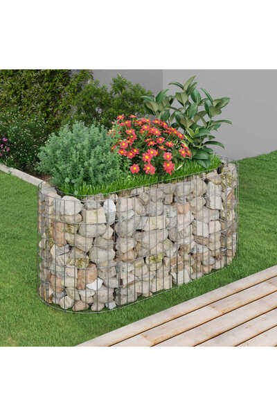 Concept Υπερυψωμένο κρεβάτι από συρματοκιβώτιο, 120x50x50 cm, γαλβανισμένο σί...