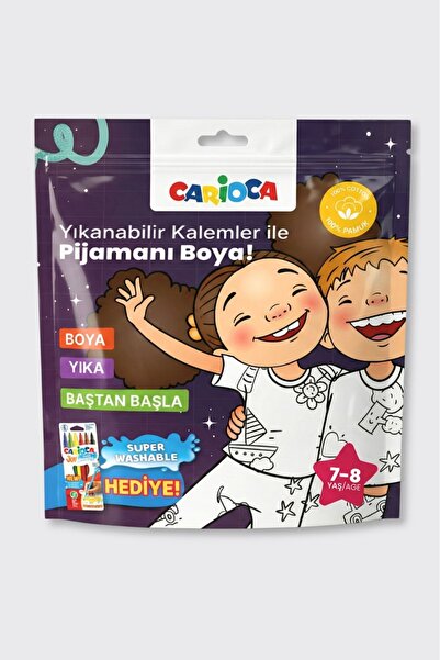 carioca Drawable and Washable Pajama Set with Felt Tip Pen and Gift for 7-8 Y...