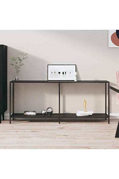 Concept Τραπέζι κονσόλας, μαύρο, 180x35x75,5 cm, σκληρυμένο γυαλί