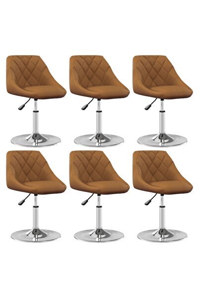 Concept Περιστρεφόμενες καρέκλες τραπεζαρίας, 6 τεμ., καφέ, Βελούδο