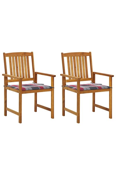 Concept Καρέκλες σκηνοθέτη με μαξιλάρια, 2 τεμ., μασίφ ξύλο ακακίας