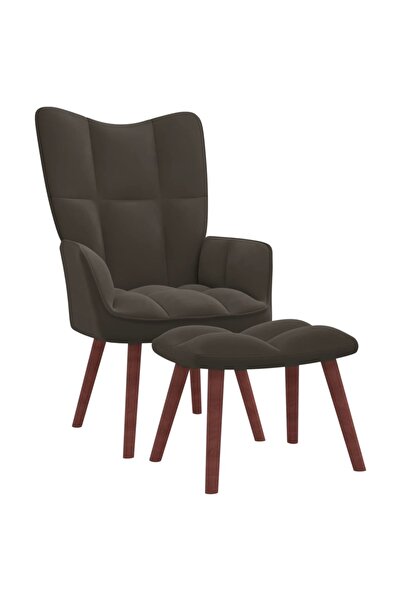 Concept Πολυθρόνα με σκαμπό, σκούρο γκρι, Βελούδο