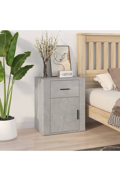 Concept Noptieră, gri beton, 50x36x60 cm, lemn prelucrat
