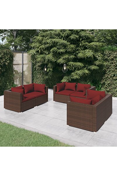 Concept Σετ επίπλων κήπου με μαξιλάρια, 6 τεμάχια, καφέ, πολυρατάν