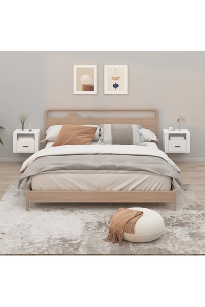 Concept Επιτοίχια κομοδίνα, 2 τεμ., γυαλιστερό λευκό, 50x36x40 εκ.